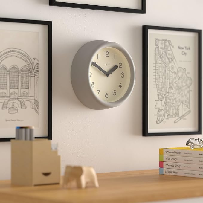 JONES CLOCKS® Fuze wall Clock | Small Round Clock | Gray | Playful Modern Design - Image 4
