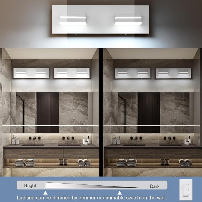 SineRise LED Modern Bathroom Vanity Light Fixtures, Matte White Modern Acrylic - Image 3