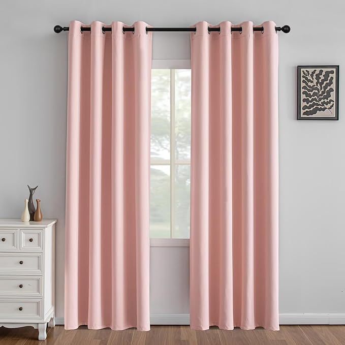 IGEMAEVE Gossamer Pink Curtains 84 Inch Length 2 Panels Set, Light Filtering by IGEMAEVE
