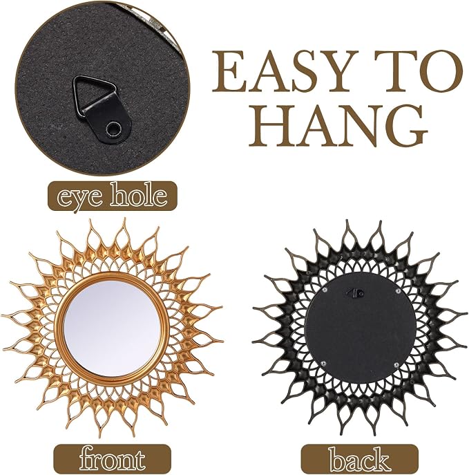 Namalu 6 Pcs Sunburst Mirror for Wall Decor, Small Circle Sun Decorative Mirror - Image 3