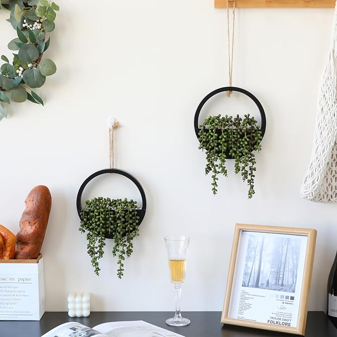Artificial Hanging Plants Hanging Planter Fake Succulents Artificial String of - Image 4