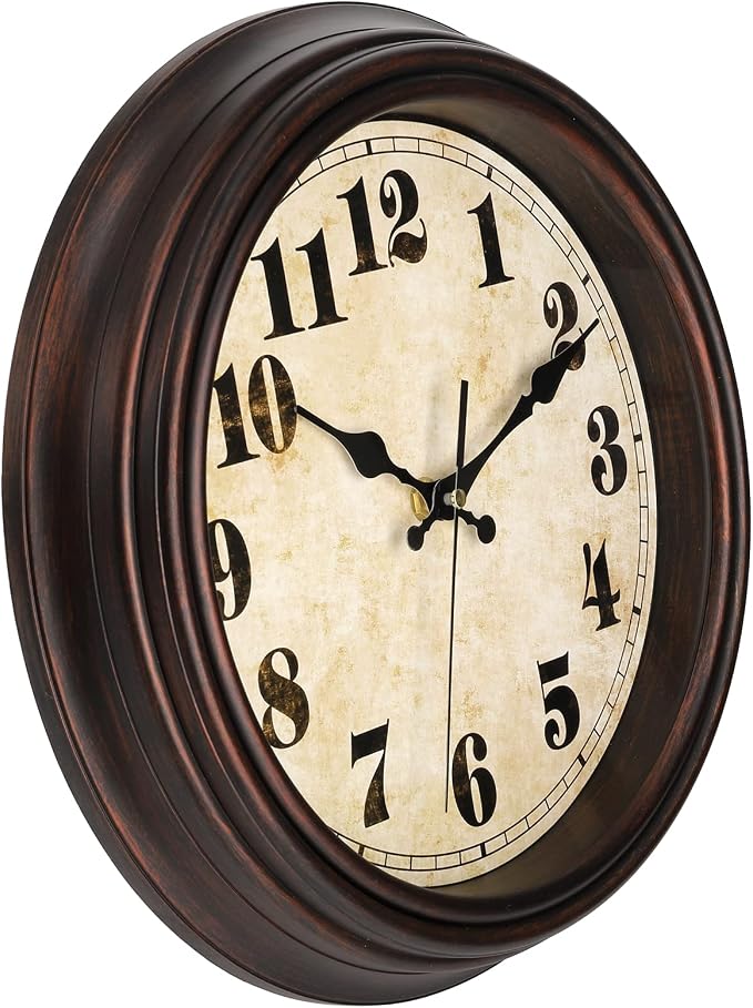 TOPZEA Retro Wall Clock, 12 Inch Silent Non-Ticking Classic Clocks Decorative - Image 2