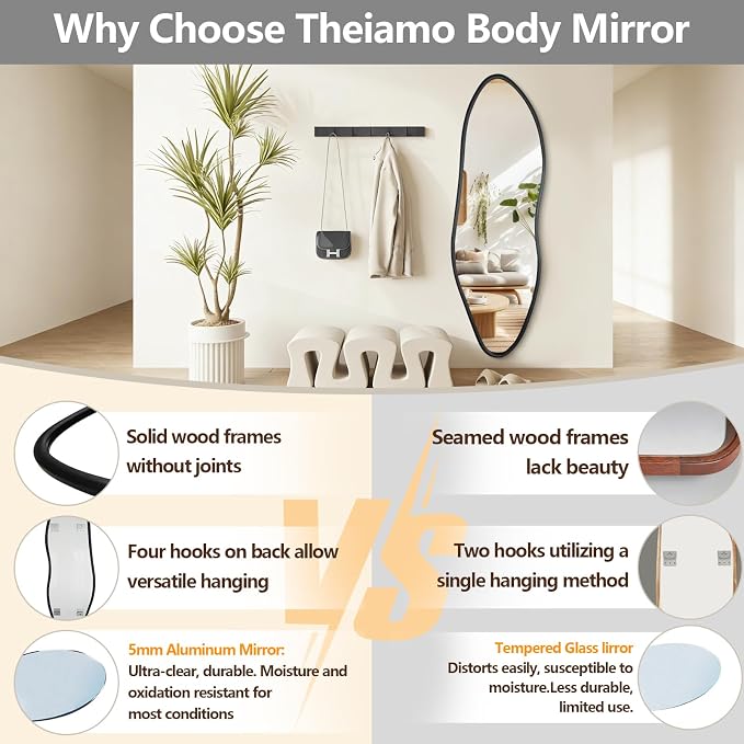 Irregular Full Length Mirror, Large Asymmetrical Wall Mirrors - Image 5