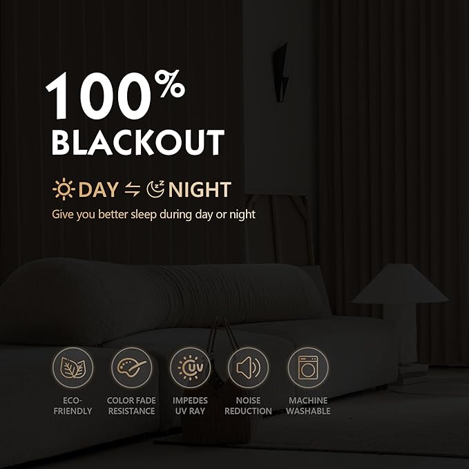 FMFUNCTEX 100% Brown Blackout Curtains - Image 3