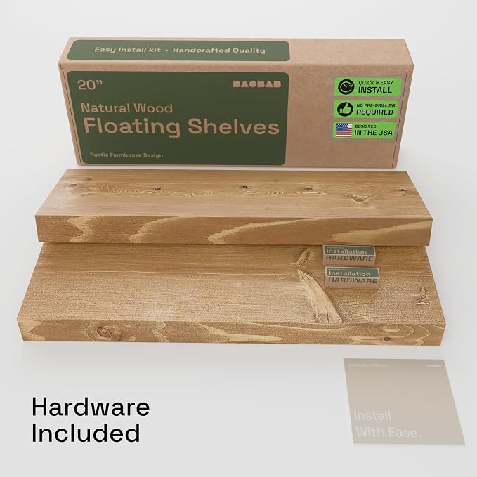 BAOBAB WORKSHOP Natural Wood Floating Shelves - Image 6