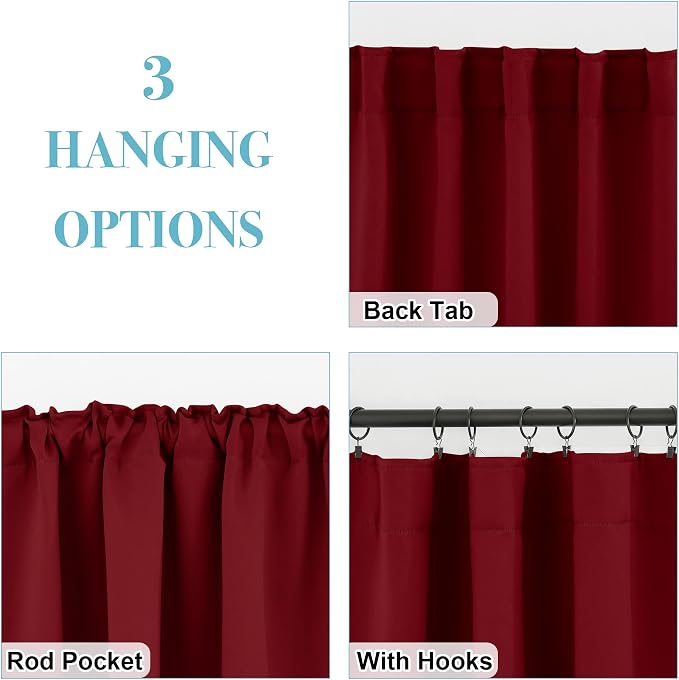 RYB HOME Living Room Curtains 36 inch Length, Darkening Energy Efficient Window - Image 6