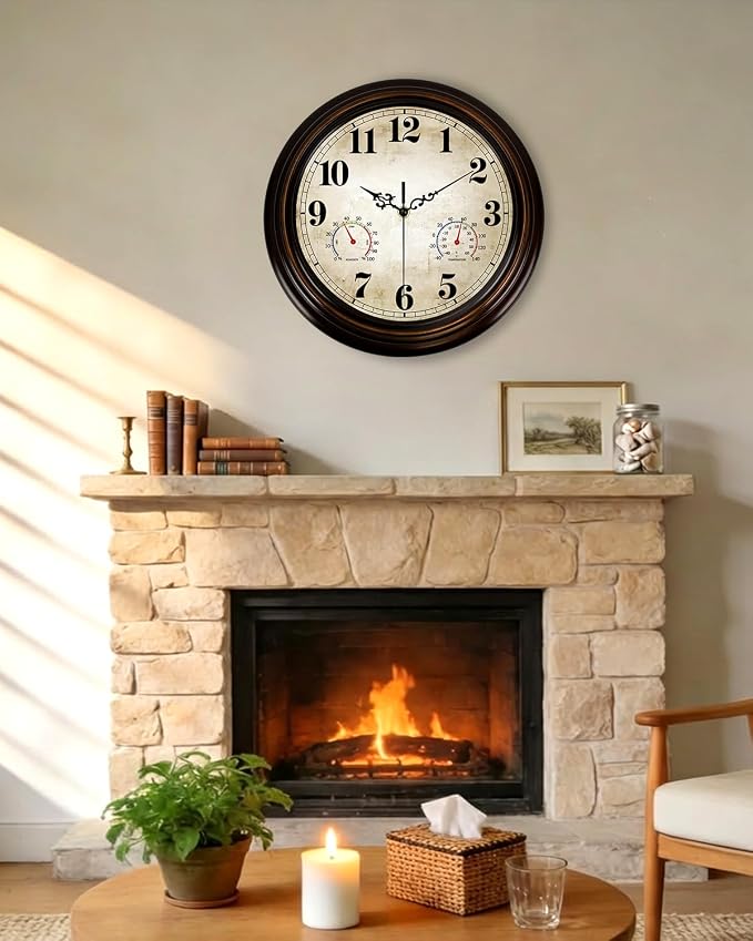 Vintage Wall Clock 13 Inch Quartz Silent Non-Ticking Analog Clock - Image 7