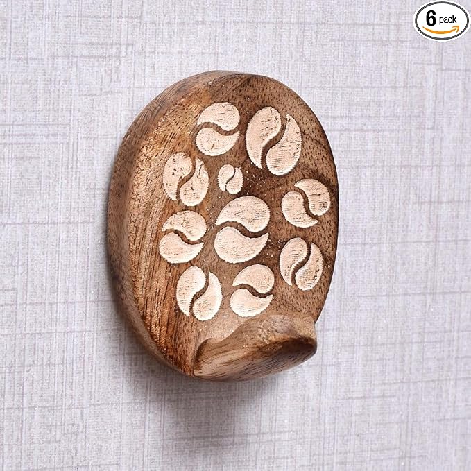 Indian Shelf 6 Lb- 6 Pieces Decorative Wood Adhesive Wall Hooks–Boho Peel and by IndianShelf