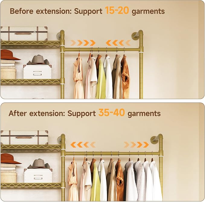 ONBRILL L7 Wall Mounted Industrial Pipe Clothing Rack – Heavy Duty Modular - Image 4