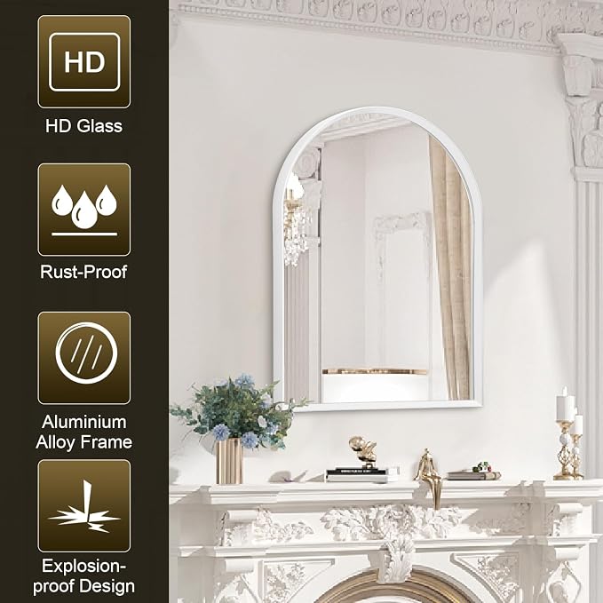 Arched Wall Mirror, Brushed Metal Frame Mirror, Arch Bathroom Vanity - Image 6