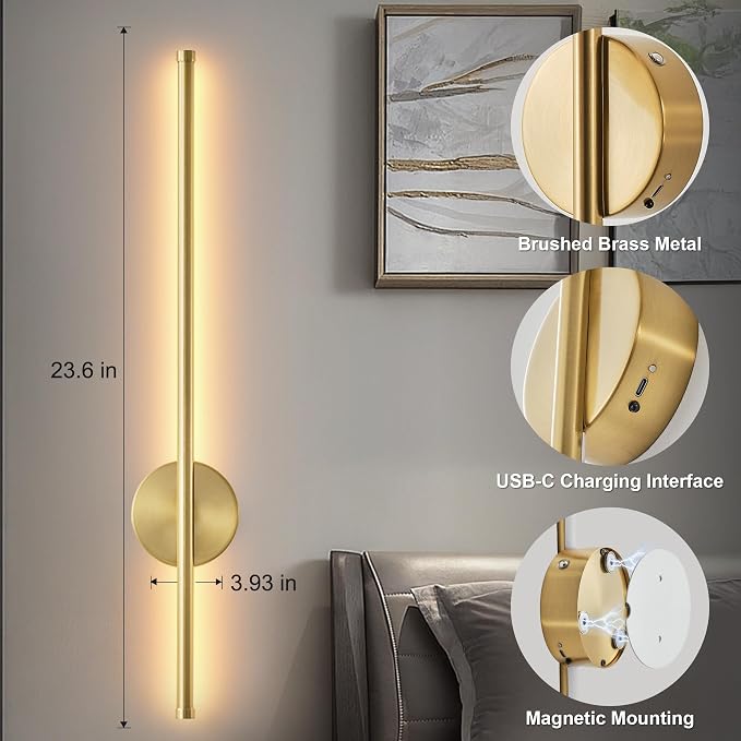 Battery Operated Modern Wall Sconces Set of Two, Rechargeable Wireless Wall - Image 6