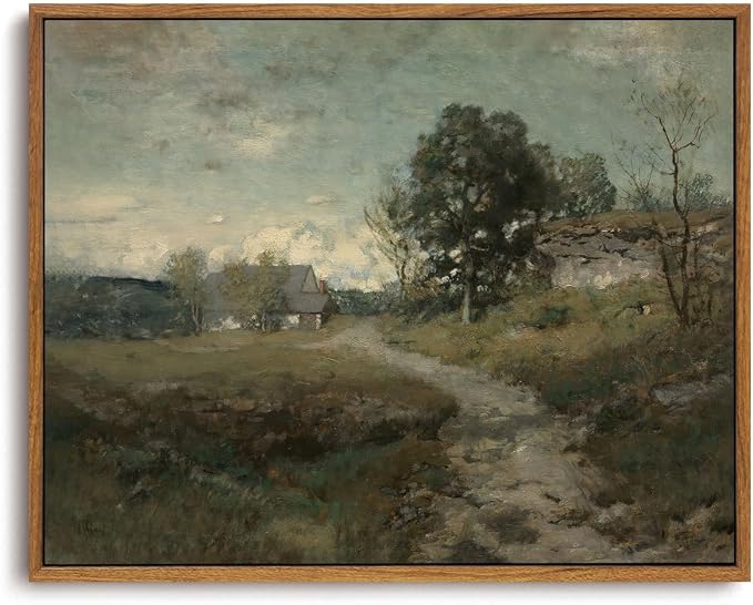 OIQArtOIQ Framed Vintage Landscape Wall Art French Country Cottage Natural by OIQArtOIQ
