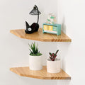Wood Corner Wall Shelves Set of 2, Solid Wood Corner Floating Shelves, Round by JoiishomMakeLifeBetter