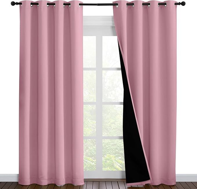 NICETOWN Crystal Pink Full Shade Curtain Panels, Pair of Energy Smart & Noise by NICETOWN