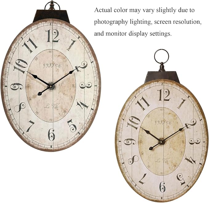 24" H x 18" W Large French Country Oval Wall Clock - Image 10