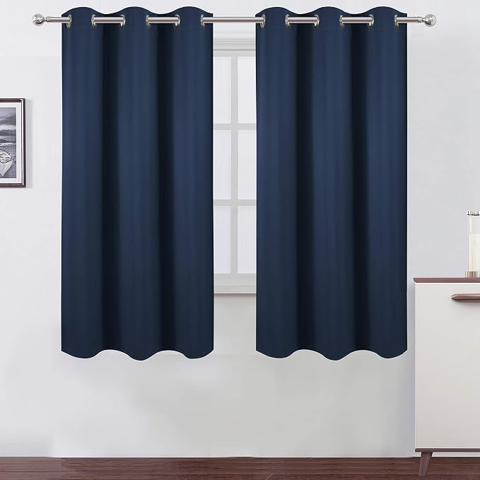 LEMOMO Navy Blue Blackout Curtains 34 x 63 Inch Length/Set of 2 Curtain by Lemomo