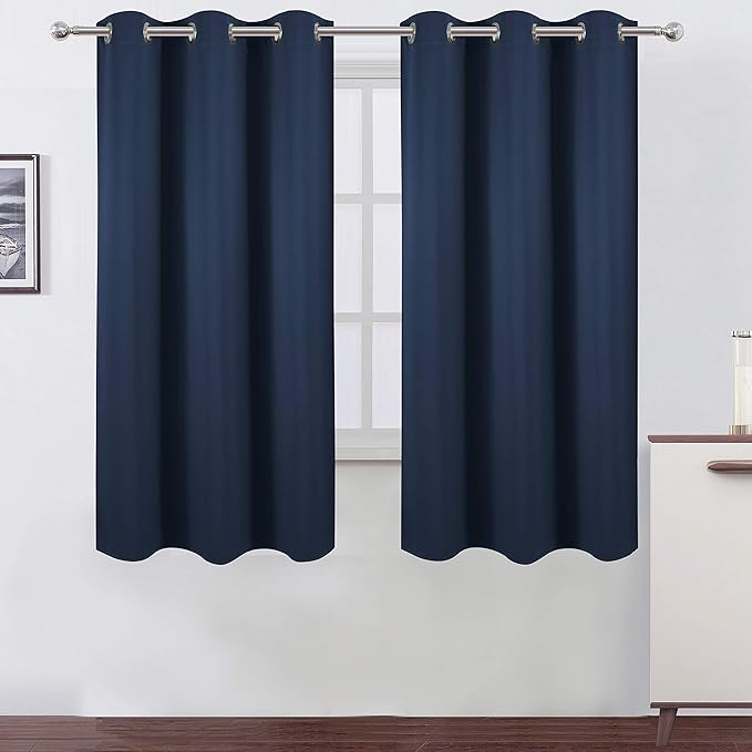 LEMOMO Navy Blackout Curtains/38 x 54 Inch Length/Set of Two Panels Grommet by Lemomo