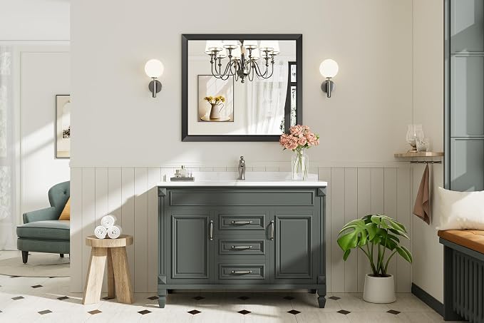 Briivue 36x32 Inch Black Bathroom Mirror - Image 3