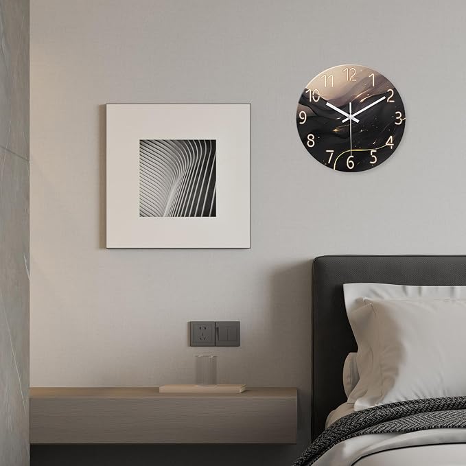 Large Wall Clocks Battery Operated 16 Inch Marble Glass Wall Clock - Image 4