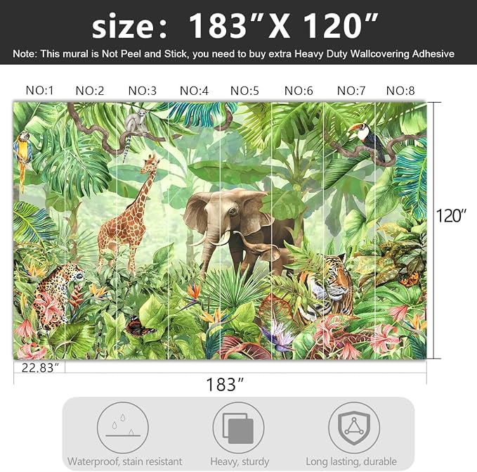 -Green Rainforest Plants Animals Tiger Cloth Wallpaper Jungle Plants Banana - Image 4