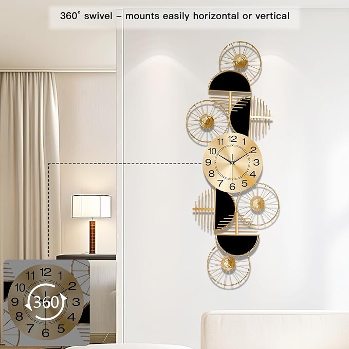 Large Wall Clock, Modern Silent Non-Ticking Metal Wall Art Wall Clocks Battery - Image 6