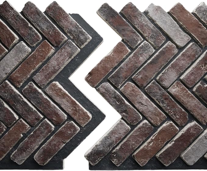 EverStone Herringbone Faux Brick Panel, 46 1/2"W x 25 1/4"H x 1"D, Moon Rock - Image 8