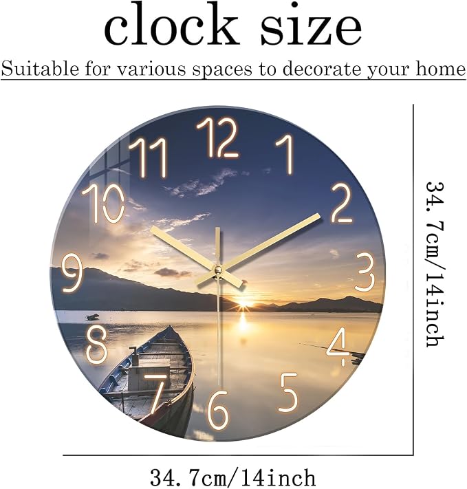 Sunset Clocks Wall for Bedroom Silent Wall Clock Non Ticking Decorative Wall - Image 5