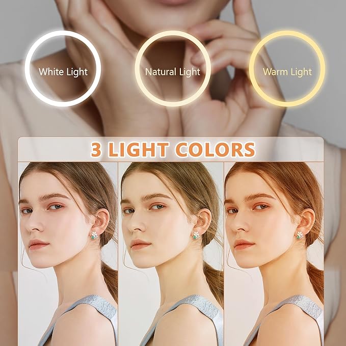 Auxmir 1X/30X Wall Mounted Lighted Makeup Mirror, Touch Dimmable 3 Color Light - Image 3