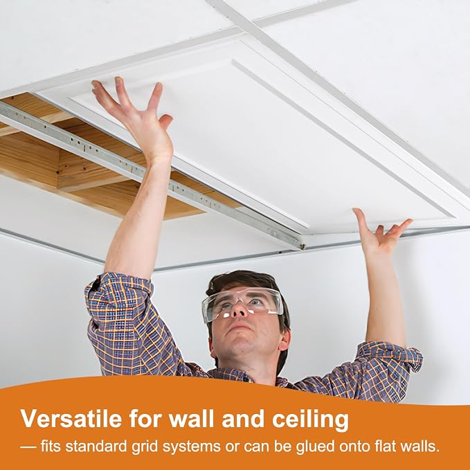 WOWSTAR 12-Pack 2x4ft Drop Ceiling Tiles, Waterproof Glue up Ceiling Panels - Image 7