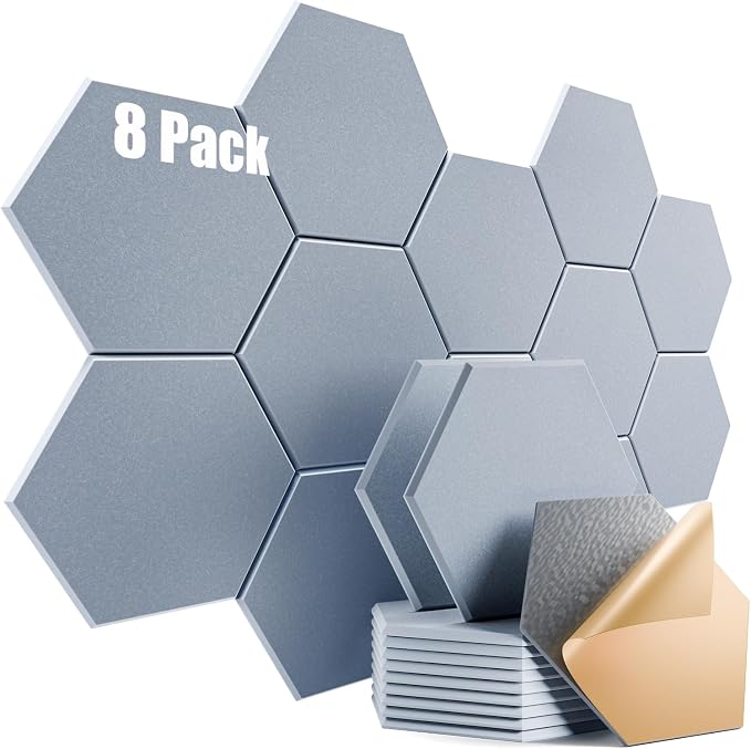 8 Pack Self-Adhesive Acoustic Panels 12" X 10" X 0.4" by Dailycooper