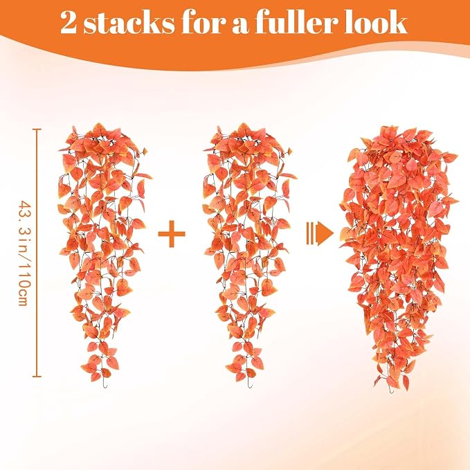 BLEUM CADE Fake Hanging Plants, Faux Orange Vines Hanging Plant - Image 2
