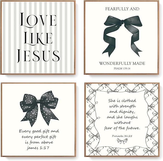 LARTSFRO Coquette Black Bow Jesus Wall Art Decor Posters, Inspirational Bible by Unknown