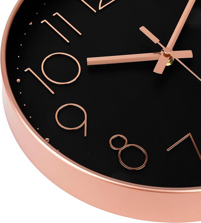 jomparis Rose Gold Wall Clock for Grils Womens Silent Non-Ticking Clock - Image 6