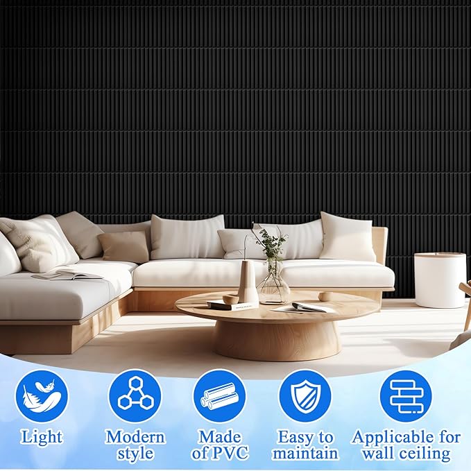 Nuanchu 120 Pcs 3D Slat Wall Panels, Paintable Waterproof Textured Tiles - Image 5