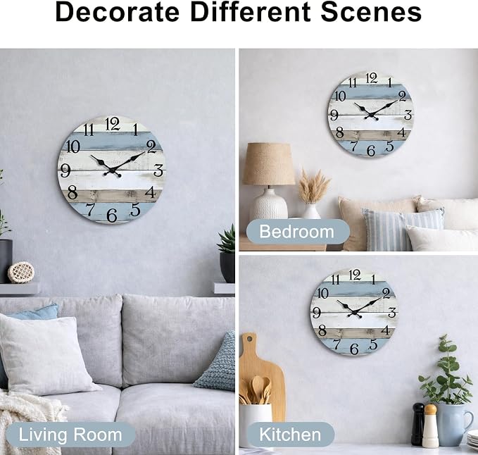 JoFomp 10 Inch Wooden Wall Clocks Battery Operated, Silent Wall Clock Non - Image 4