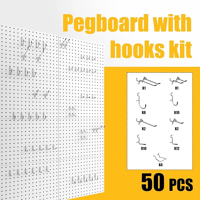 Spampur Peg Board, 8 Pack Metal Pegboard Panels - Image 7