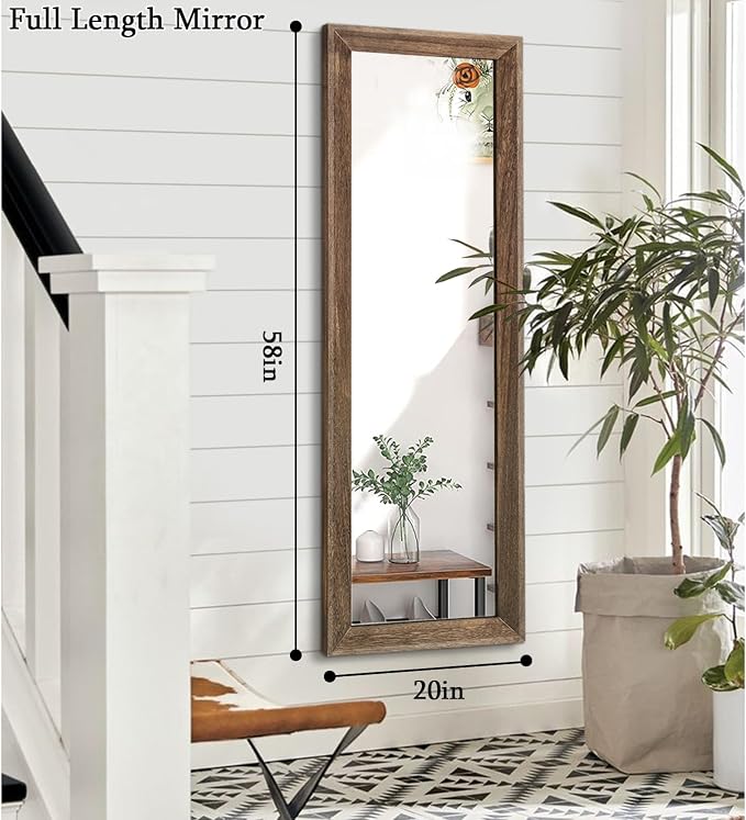 AAZZKANG Hanging Mirror Full Length Vintage Large Mirrors Wooden Framed 58"x20" - Image 2