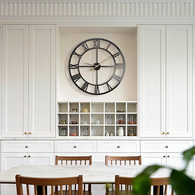 Vantic 32 Inch Large Wall Clock, Roman Numeral Metal Oversized Wall Clocks - Image 8