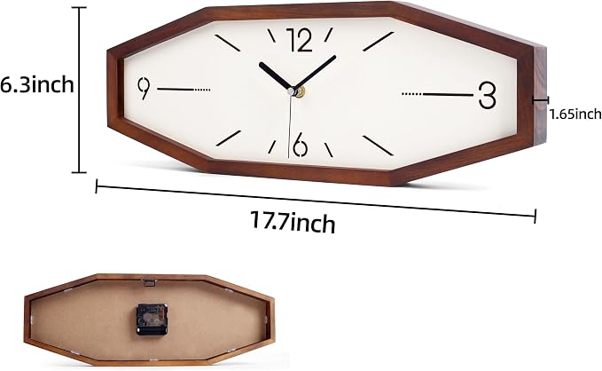 DaguyS Wooden Retro Wall Clocks, 18 Inches Square Clocks Rectangular Wall Clock - Image 2