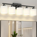 Black Bathroom Lighting Fixtures Over Mirror, 5-Light Anti-Rust Vanity Light by Dekang