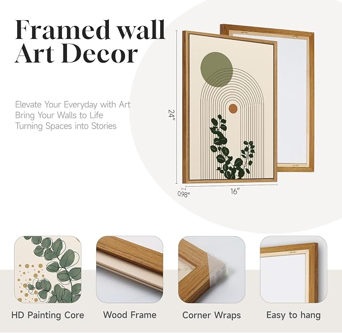 3 Piece Framed Abstract Boho Wall Art - Image 4