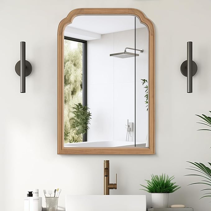 WallBeyond Wood Frame Wall Mirror Rounded Corner Arch Rectangle Mirror by WallBeyond