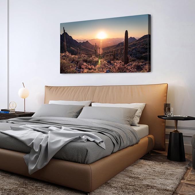 Mountain Wall Art Sunset Cactus Wall Decor Arizona Sonoran Desert Canvas - Image 3