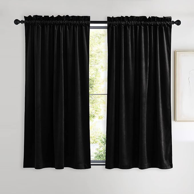 NICETOWN Black Out Velvet Curtains 54 inches Long by NICETOWN
