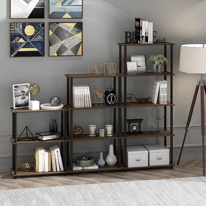 Furinno TURN-N-TUBE Storage Shelves, 4-Tier Toolless Book Shelf, Corner Shelf - Image 6