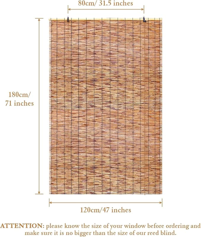 Reed Curtain, Bamboo Light Filtering Roller Shades - Image 3