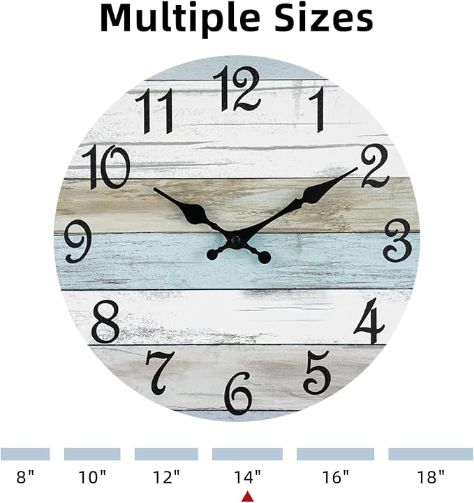 CHYLIN Wall Clock 14 Inch Bathroom Clock, Rustic Wall Clocks Battery Operated - Image 3