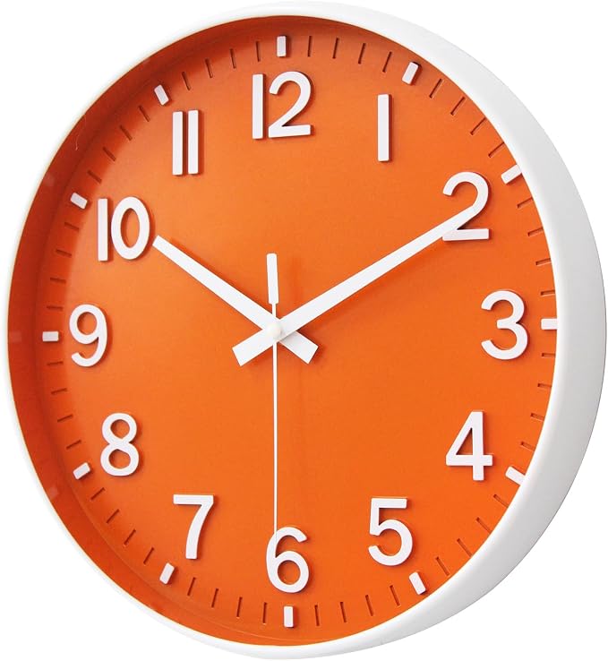 HZDHCLH Wall Clocks Battery Operated, Wall Clock Orange, 10 inch Wall Clock - Image 2