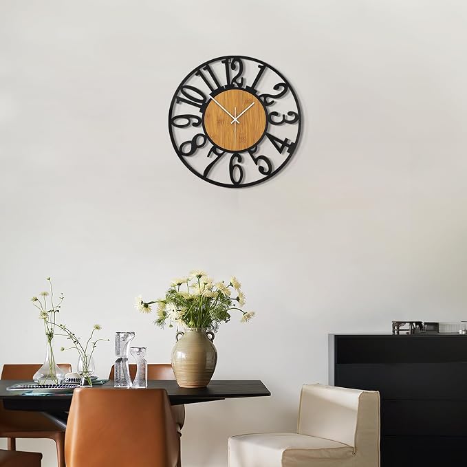 LEIKE Large Wall Clocks, Non Ticking, Battery Operated Rustic Round Modern Big - Image 6