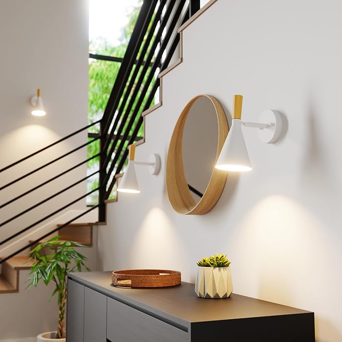 Globe Electric 65000147 1-Light Plug-in or Hardwire Wall Sconce, Matte White - Image 4